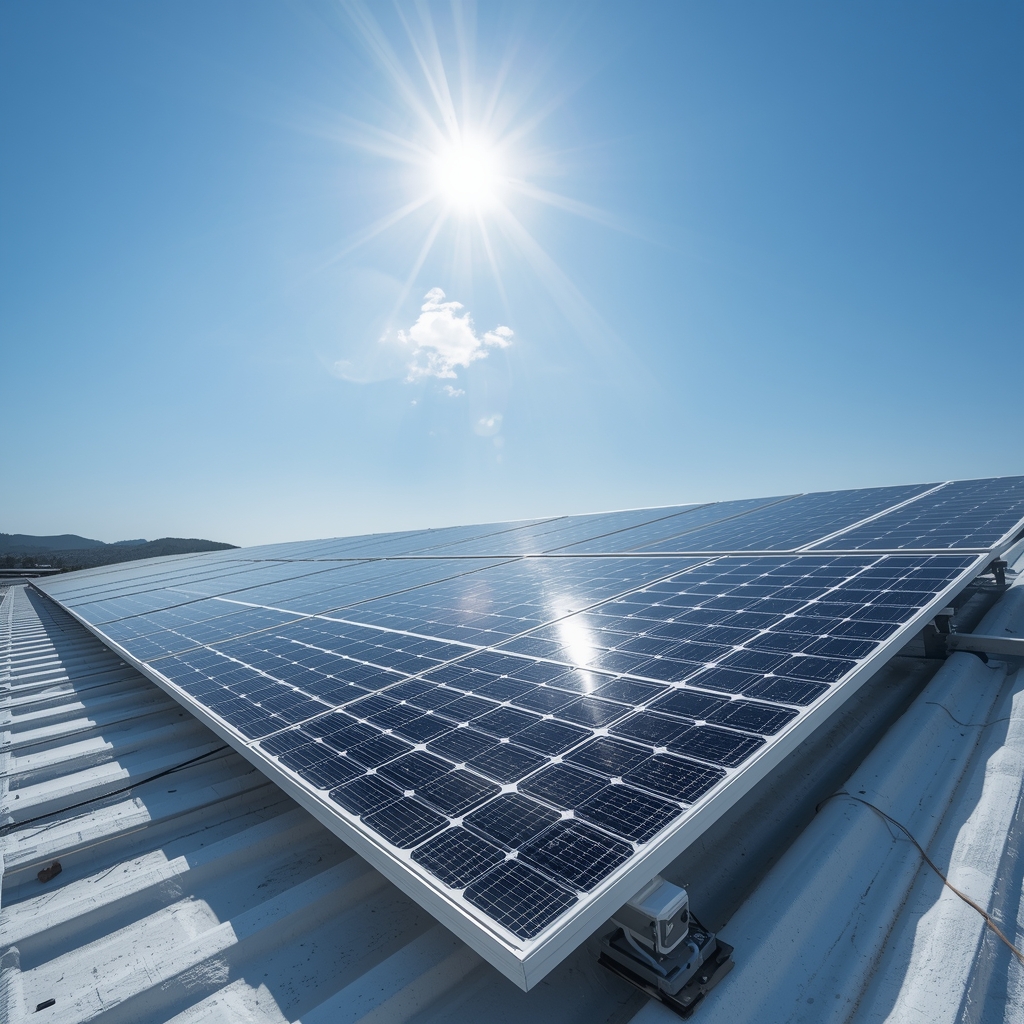 Solar panels on modern house roof